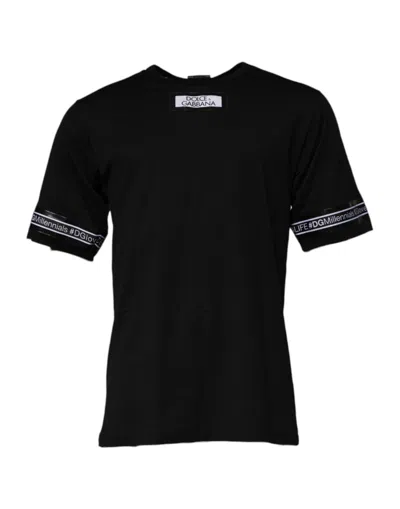 Dolce & Gabbana Black Dgroyals Cotton Men Crew Neck It T-shirt