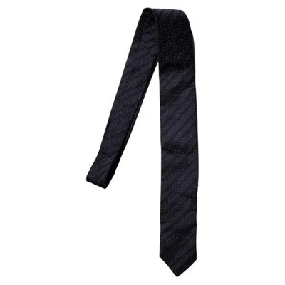 Pre-owned Dolce & Gabbana , Black Diagonal Striped Tie With Dots