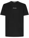 Dolce & Gabbana Black Crewneck T-shirt With Signature Logo In Cotton Man In Black