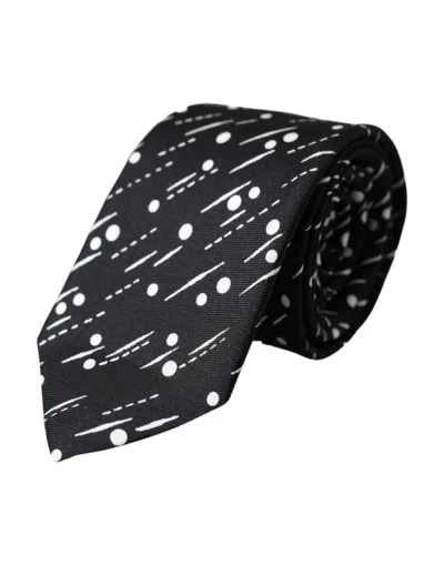 Dolce & Gabbana Dotted 100% Silk Adjustable Men's Tie In Black