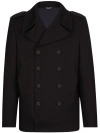 DOLCE & GABBANA BLACK DOUBLE-BREASTED COTTON COAT