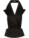 Dolce & Gabbana Black Double-breasted Vest With Rear Cut-out In Silk And Wool Woman In Black