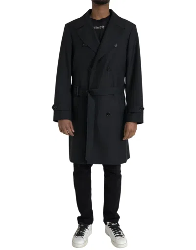 DOLCE & GABBANA DOLCE & GABBANA BLACK DOUBLE BREASTED TRENCH COAT MEN'S JACKET