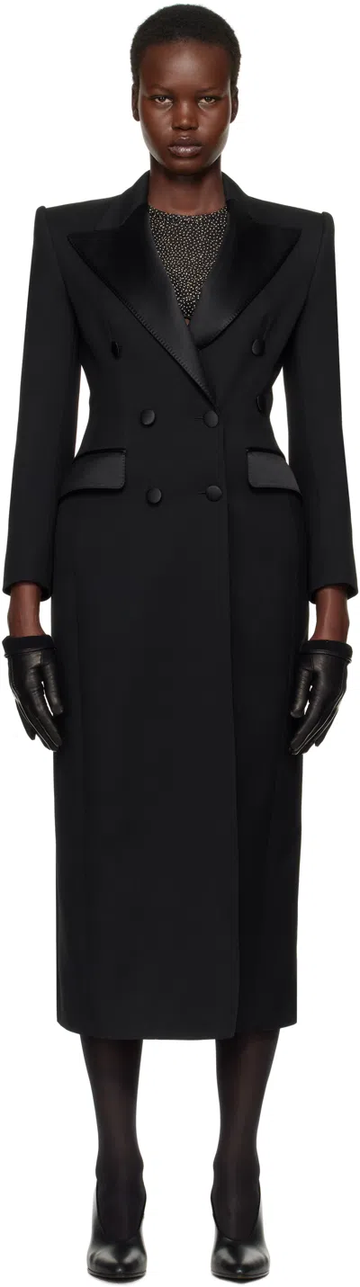 Dolce & Gabbana Black Double-breasted Tuxedo Coat In N0000 Nero