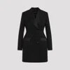 Dolce & Gabbana Double-breasted Wool Blend Blazer With Satin Detailing In Black