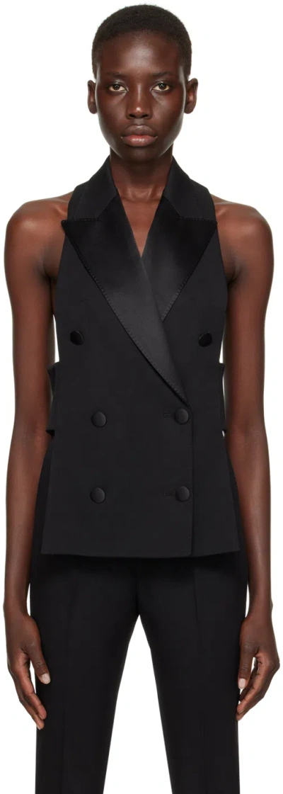 Dolce & Gabbana Black Double-breasted Waistcoat In N0000 Nero