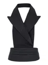 Dolce & Gabbana Black Double-breasted Vest With Rear Cut-out In Silk And Wool Woman