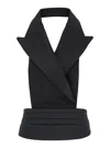 Dolce & Gabbana Black Double-breasted Vest With Rear Cut-out In Silk And Wool Woman In Black