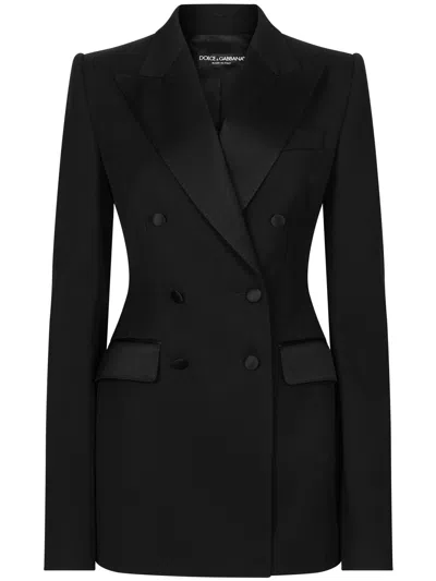 DOLCE & GABBANA DOLCE & GABBANA BLACK DOUBLE-BREASTED WOOL BLAZER