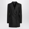 Dolce & Gabbana Tech-gabardine Double-breasted Blazer With Satin Peak Lapel In Black