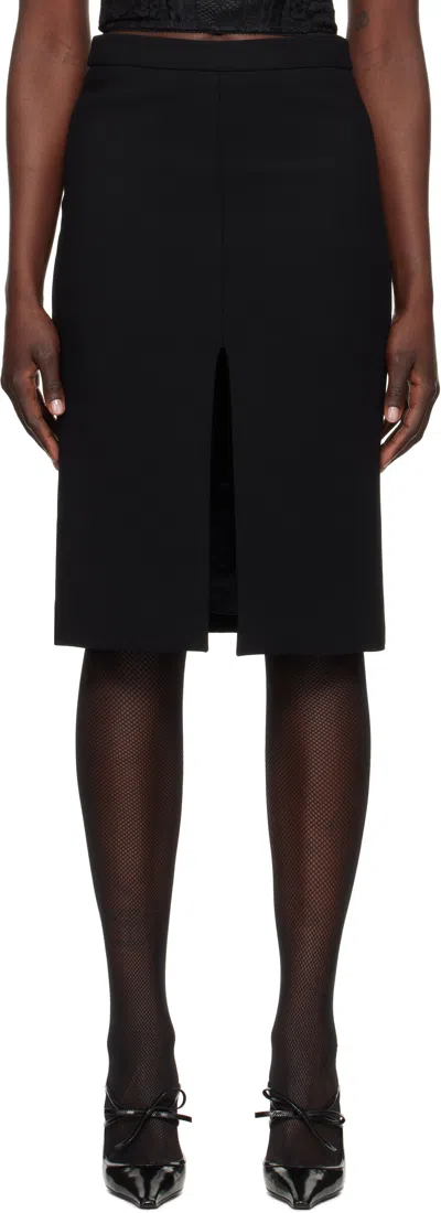 Dolce & Gabbana Black Double Crepe Wool Stretch Tubino Midi Skirt In N0000 Nero