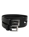 Dolce & Gabbana Black Double Strap Leather Silver Buckle Belt In Black