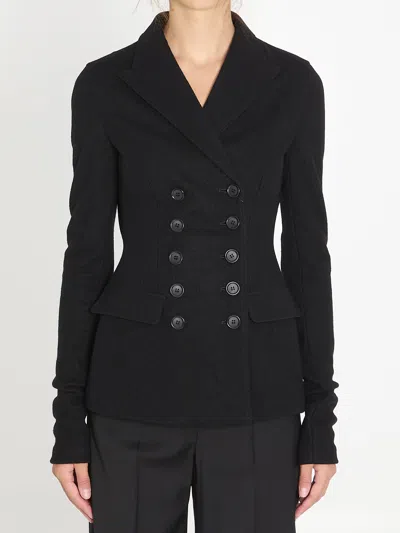 DOLCE & GABBANA DOLCE & GABBANA BLACK DOUBLEBREASTED WOOL CLOTH JACKET