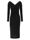 Dolce & Gabbana Draped V-neckline Midi Length Dress In Black