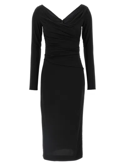 DOLCE & GABBANA BLACK DRAPED DRESS
