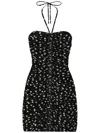 Dolce & Gabbana Mini Black Draped Dress With Polka Dots Print In Black