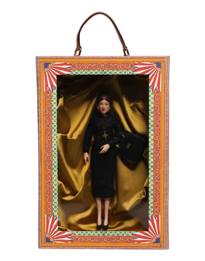 Dolce & Gabbana Black Dress Ceramic Porcelain Fashion Leather Sicily Dolls In Multi