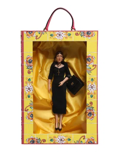 Dolce & Gabbana Kids' Black Dress Ceramic Porcelain Fashion Leather Sicily Dolls