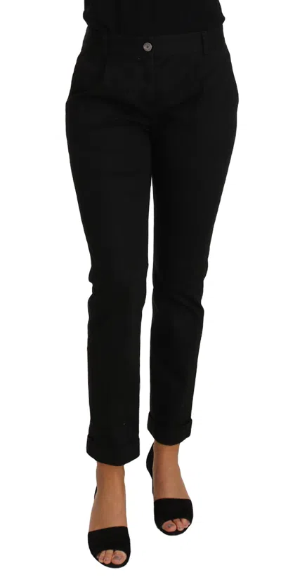 Dolce & Gabbana Black Dress Cropped Straight Straight Women's Pants