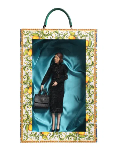 Dolce & Gabbana Black Dress Maria Porcelain Fashion Show Leather Sicily Dolls Silk Accessory In Multi