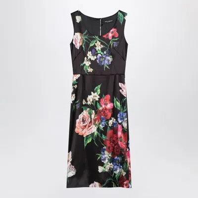 Dolce & Gabbana Floral Print Stretch Satin Dress In Bfioriantichifner