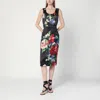 Dolce & Gabbana Floral Print Stretch Satin Dress In Multicolor