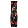 Dolce & Gabbana Women Black Dress With All-over Floral Print In Silk Woman In Black