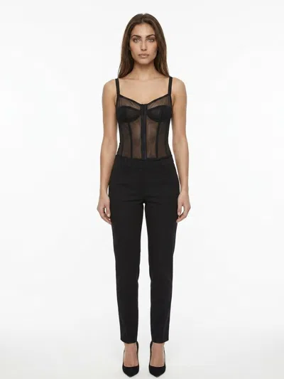 Dolce & Gabbana Sheer Mesh Bustier Bodysuit In Black