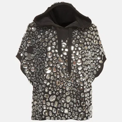 Pre-owned Dolce & Gabbana Black Embellished Cotton Hooded Sweatshirt S