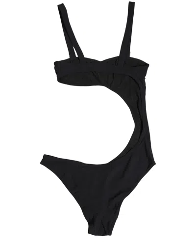 Dolce & Gabbana Black Embellished Cutout Bandeau One Piece Swimwear