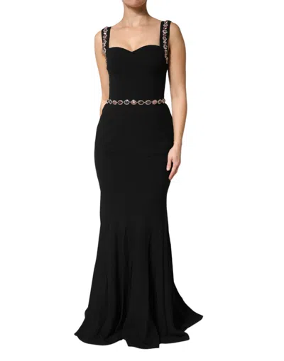 Pre-owned Dolce & Gabbana Black Embellished Sheath Mermaid Gown Women's Dress ()