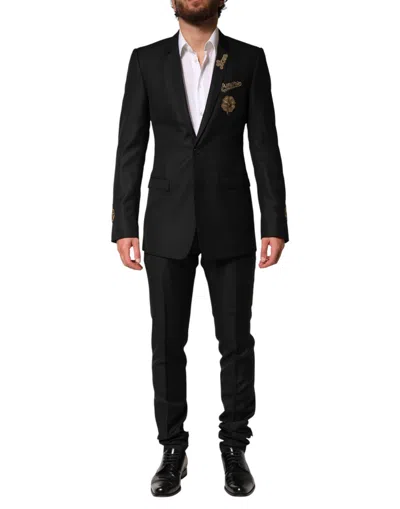 Dolce & Gabbana Black Embellished Single Breasted 2 Pc Suit