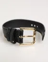 Dolce & Gabbana Black Embossed Leather Gold Buckle Belt Strap Bracelet In Black