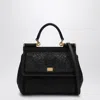 Dolce & Gabbana Black Embroidered Handbag Sicily Medium In Black