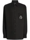 Dolce & Gabbana Cotton Tuxedo Shirt With Heraldic Patch In Black