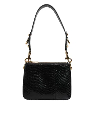 Dolce & Gabbana Black Exotic Leather Shoulder Sling Clutch Women's Bag