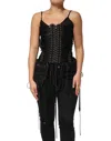 Dolce & Gabbana Black Eyelet Embellished Corset Style Top In Black