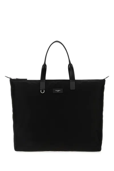 Dolce & Gabbana Black Fabric Large Shopping Bag