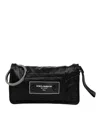 Dolce & Gabbana Black Fabric Logo Two Way Clutch Crossbody Women's Bag In Black