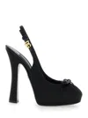 Dolce & Gabbana Black Pumps With Band With Metallic Dg Buckle And Bow On The Front In Black