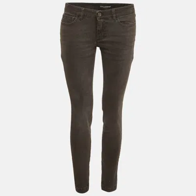 Pre-owned Dolce & Gabbana Black Faded Denim Skinny Jeans S/waist 29"