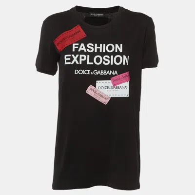 Pre-owned Dolce & Gabbana Black Fashion Explosion Graphic Jersey T-shirt S