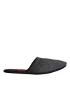 Dolce & Gabbana Black Faux Fur Slides Slippers Slip On Men's Shoes In Black