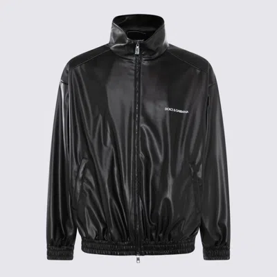 DOLCE & GABBANA DOLCE & GABBANA BLACK FAUX LEATHER CASUAL JACKET