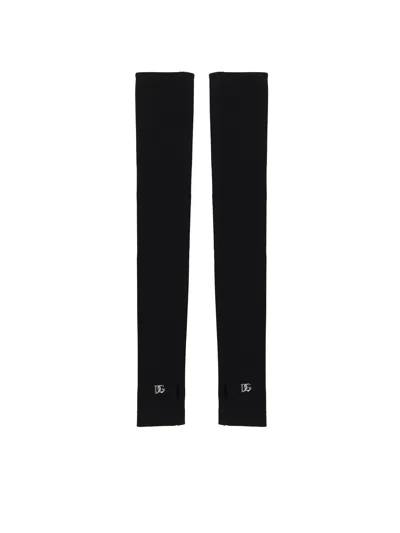 Dolce & Gabbana Black Fingerless Stretch Gloves
