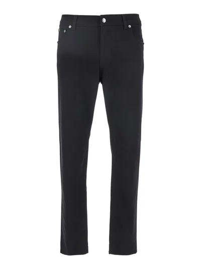Dolce & Gabbana Black Five-pocket Jeans With Logo Patch On The Back In Cotton Man