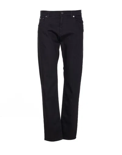 Dolce & Gabbana Black Five-pocket Jeans With Logo Patch On The Back In Cotton Man