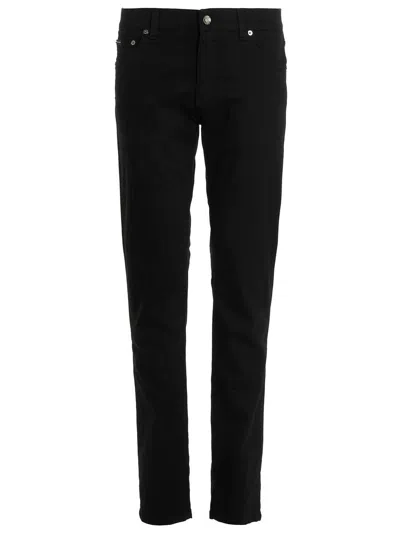Dolce & Gabbana Black Five-pocket Jeans With Logo Patch On The Back In Cotton Man