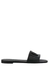 Dolce & Gabbana Black Flats With Cut-out Band And Dg Logo In Soft Rubber Woman