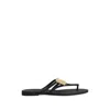 Dolce & Gabbana Women Black Thong Sandals With Logo Plaque On The Front In Rubber Woman In Black